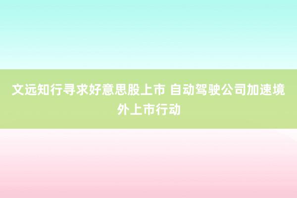 文远知行寻求好意思股上市 自动驾驶公司加速境外上市行动